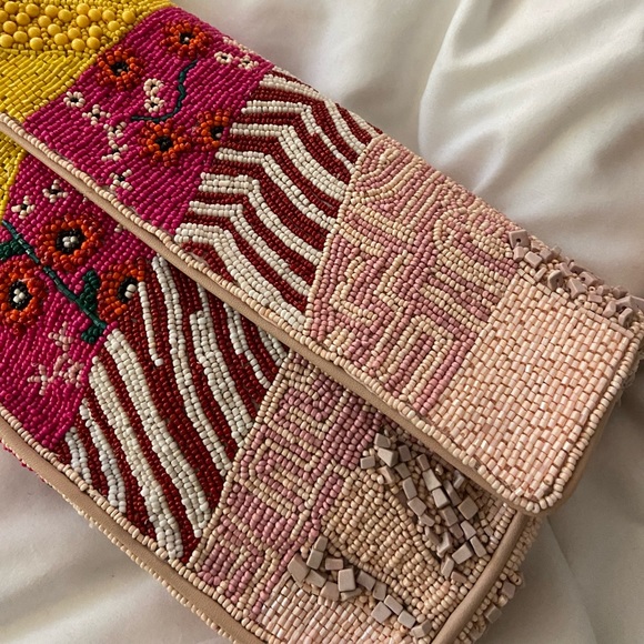 βSOLDβ STAUD Limited Edition Pink Patchwork Beaded Tommy Bag - Picture 12 of 14